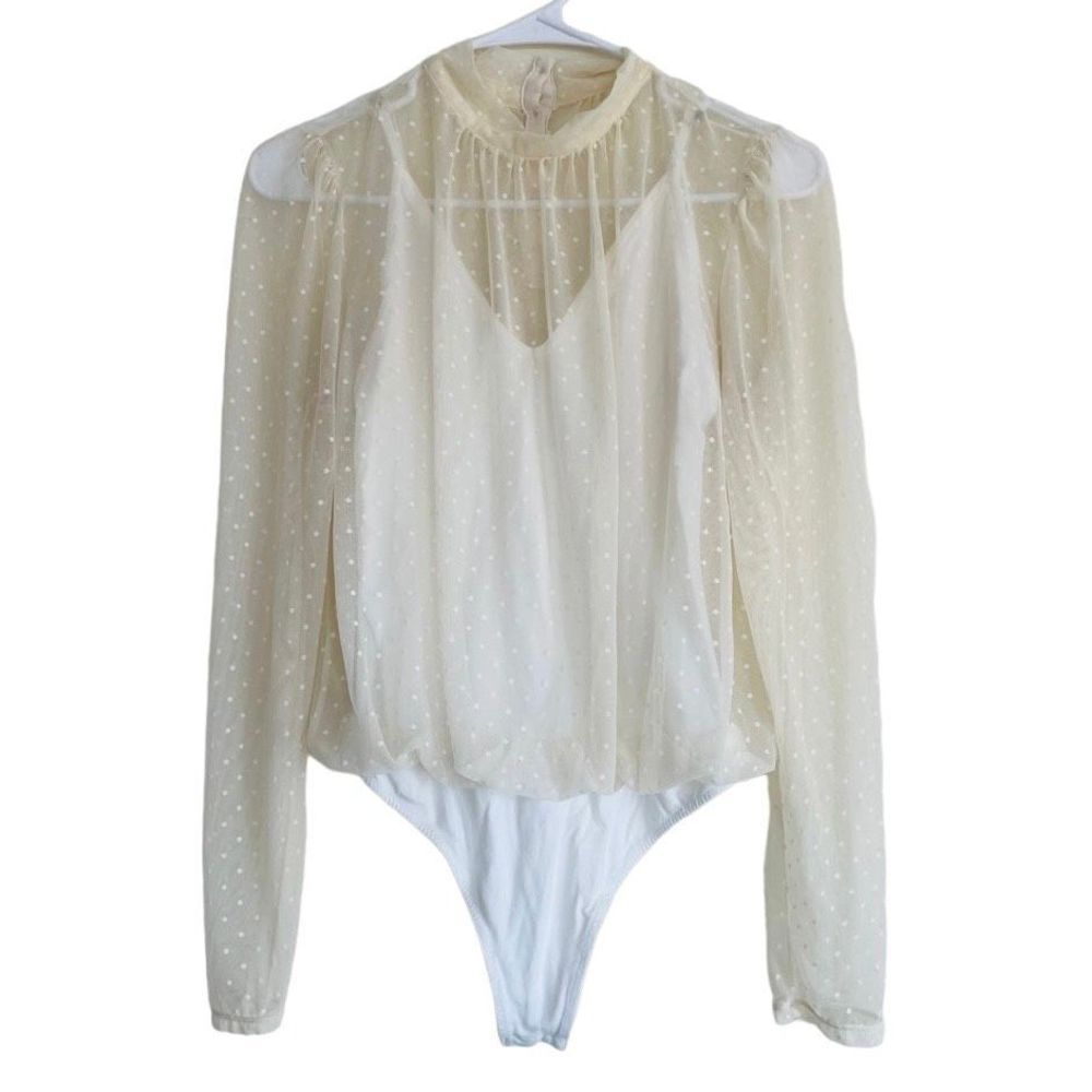 Free People Sheer Polka Dot Bodysuit